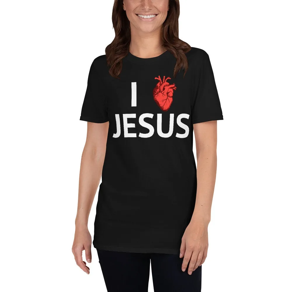 

I Love JESUS Christian Religious Short-Sleeve Unisex T-Shirt Summer Streetwear Printed T-shirt Top O-neck Short-sleeve Tees