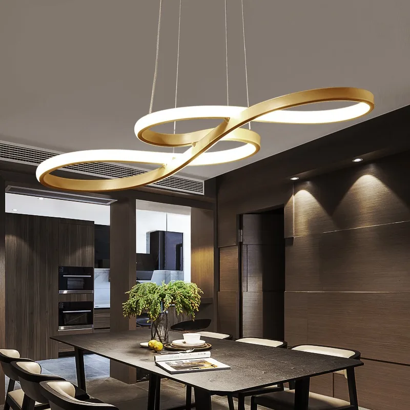 Modern Ceiling Chandelier Dining Room Pendant Lights Creative Musical Note Bar Table Decor Hanging Remote Dimming Kitchen Lamps