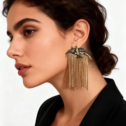 Vintage Punk Gold Color Women's Boho Dangle Earrings Animal Bird Tassel Earrings Jewelry Accessories