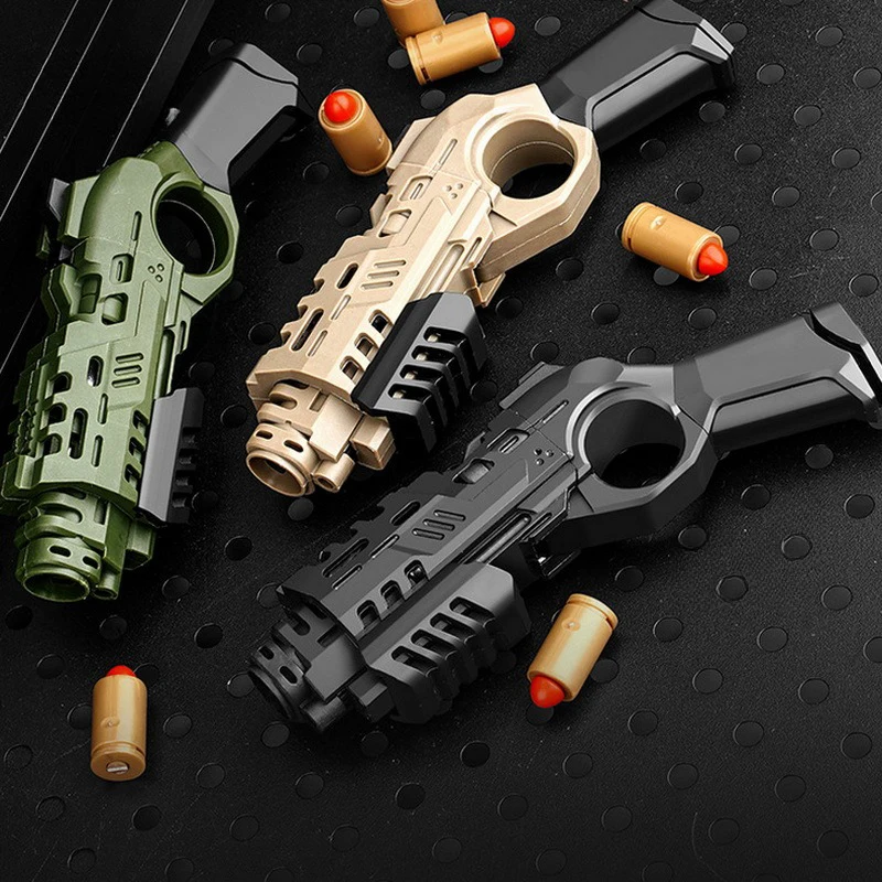 1Pc Nylon Spray Gun Fired Ejected Soft  Pistol  Spinner Multi Playability Decompression Ratchet Flip Push Slider Toy