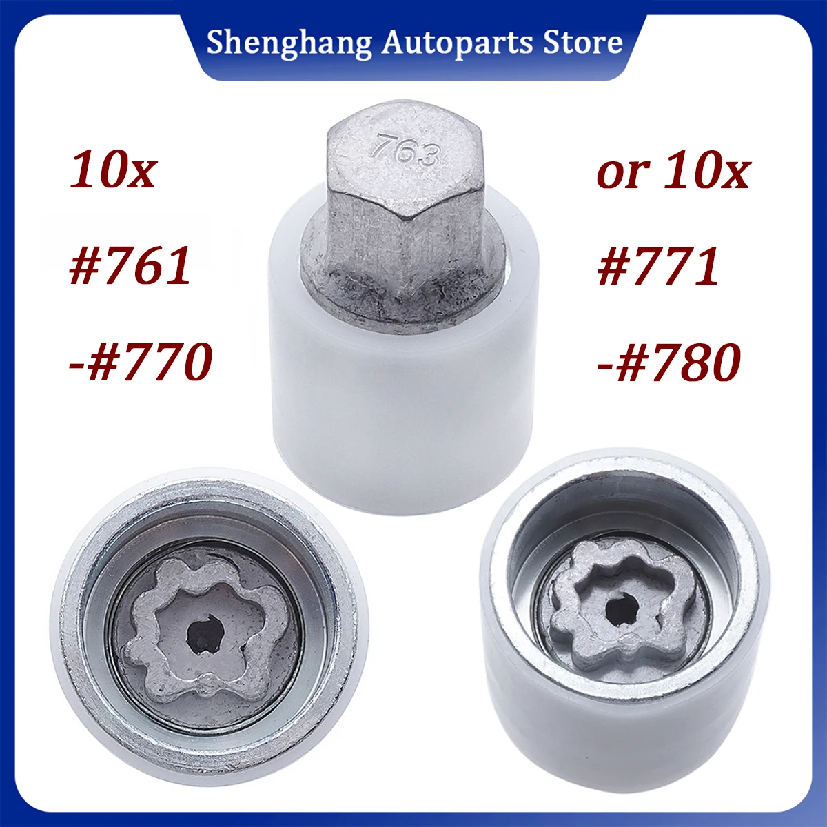 

10Pcs #761-#770 or #771-#780 For Skoda Tire Anti-Theft Screw Removal Tool Socket Wrench Disassembly Tool Key Sleeve Repair Kit