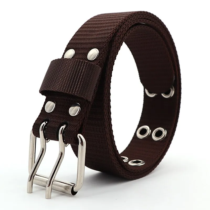 

Korean Version Double-pin Casual Canvas Belt High Quality Outdoor Military Training Pants Accessories Luxury Fashion Women Belt