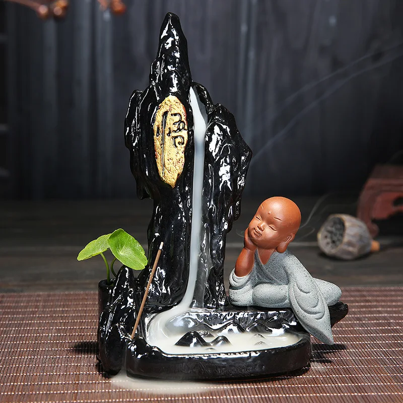 

Home Decoration The Little Monk Tower Incense Censer Bullet Blackflow Incense Cones Or Incense Stick Burner Smoke Ceramic Censer