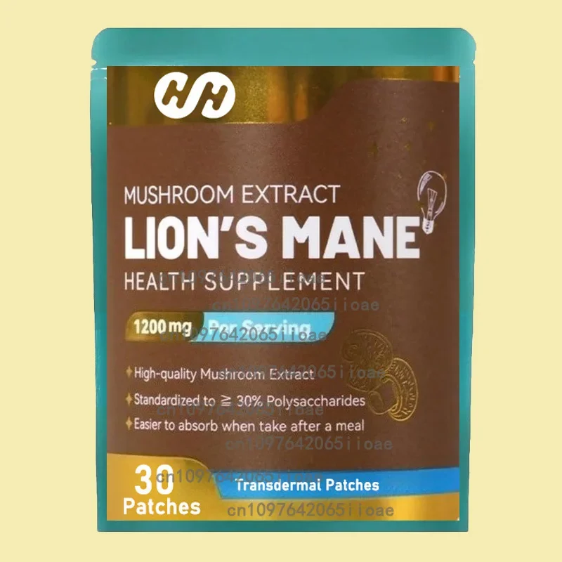 Integratore di funghi leoni a 7 blocchi con Cordyceps Chaga Reishi Turkey Tail Maitake Shiitake - Toppe trasdermiche realizzate negli Stati Uniti
