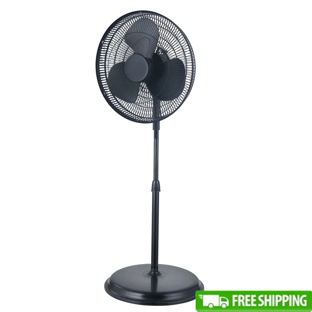 

16-дюймовый качающийся вентилятор на подставке, 3 скорости, регулируемая высота, легкий электрический вентилятор, домашнее охлаждение в помещении, тихая работа