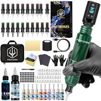 Tattoo Kit POSEIDON V5 Green Tattoo Pen Kit For Permanent Makeup Tattoo Machine Kit Good Quality Tattoo Power Supply Tattoo Gun