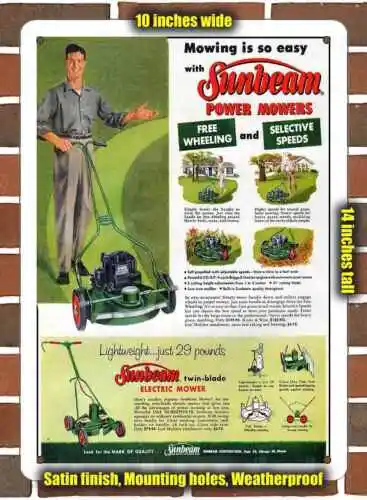 Metal Sign - 1957 Sunbeam Lawn Mowers- 10x14 inches