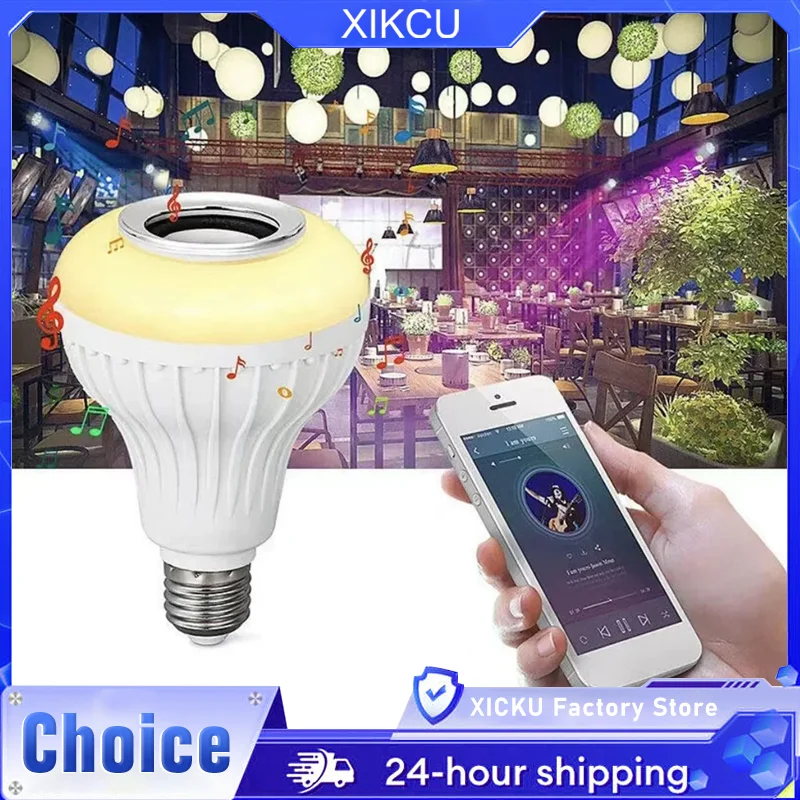 Bluetooth RGB Smart Speaker Music Bulb Colorful Stage Light Bulb With Remote Control E27 12W Led Dimmable Bulb For Home Party