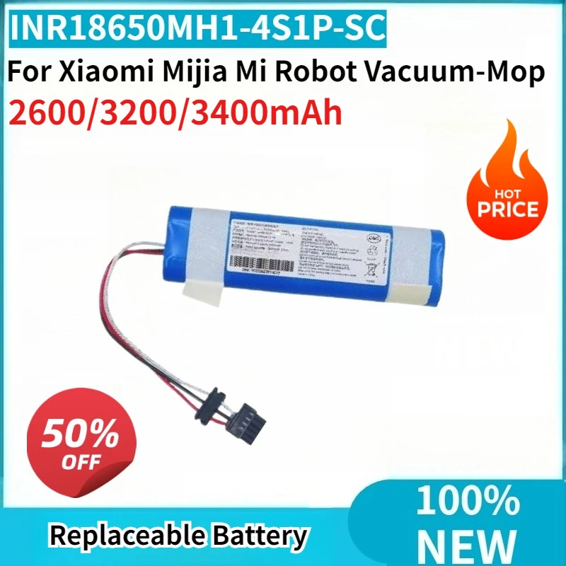

New INR18650MH1-4S1P-SC 2600/3200/3400mAh Sweeping Mopping Robot Battery For Xiaomi Mijia Mi Robot Vacuum-Mop