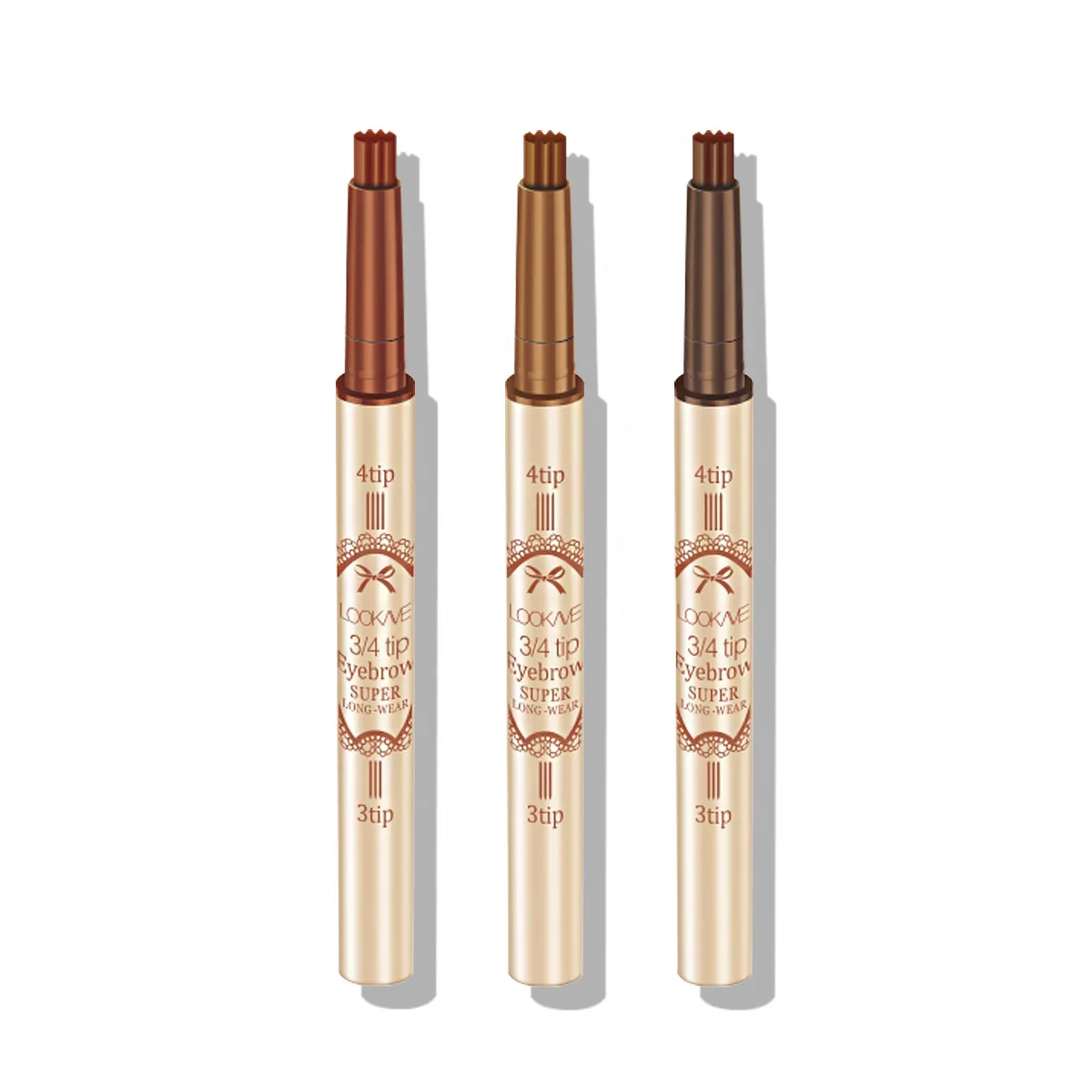 Matita per sopracciglia a 4 punti marrone scuro Matita per fronte a lunga durata Penna per tatuaggio per sopracciglia Microblading impermeabile Cosmetico