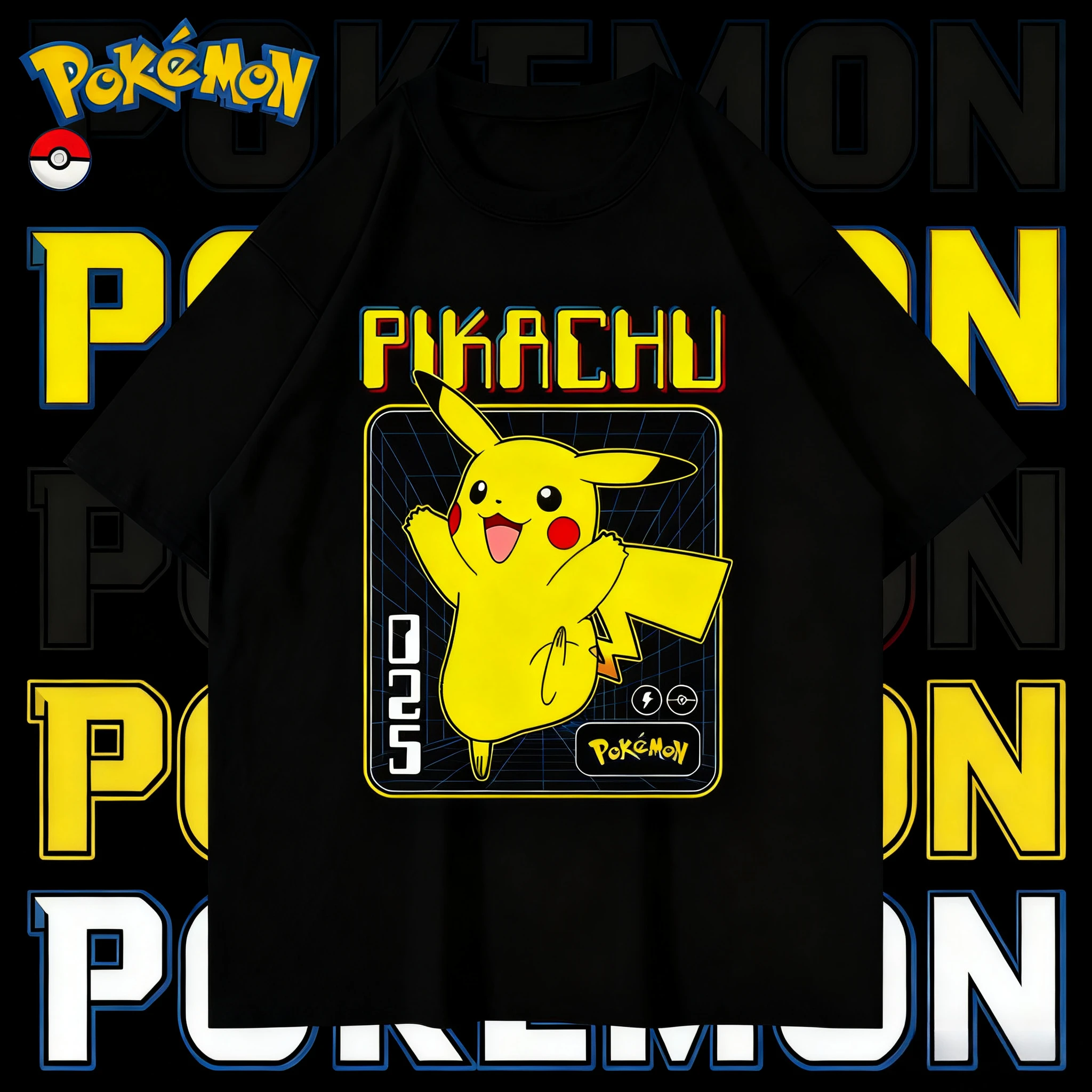 25 夏ポケモンアニメピカチュウブランド綿 100% プリント Tシャツ男性原宿カジュアル多用途半袖 Y2k ルーズ