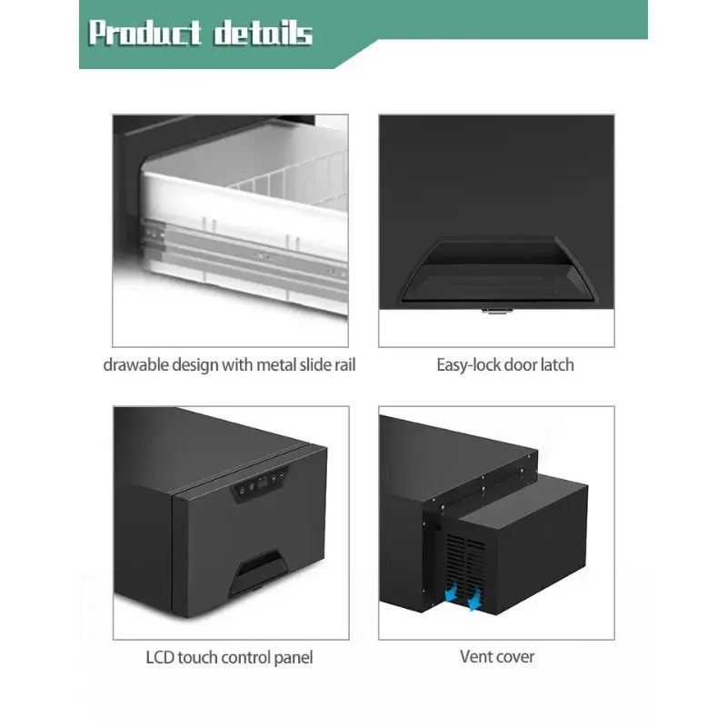 Stainless Steel Material   Portable Drawer Fridge 12V 24V Car Freezer 220V Slide Out Drawer Refrigerator
