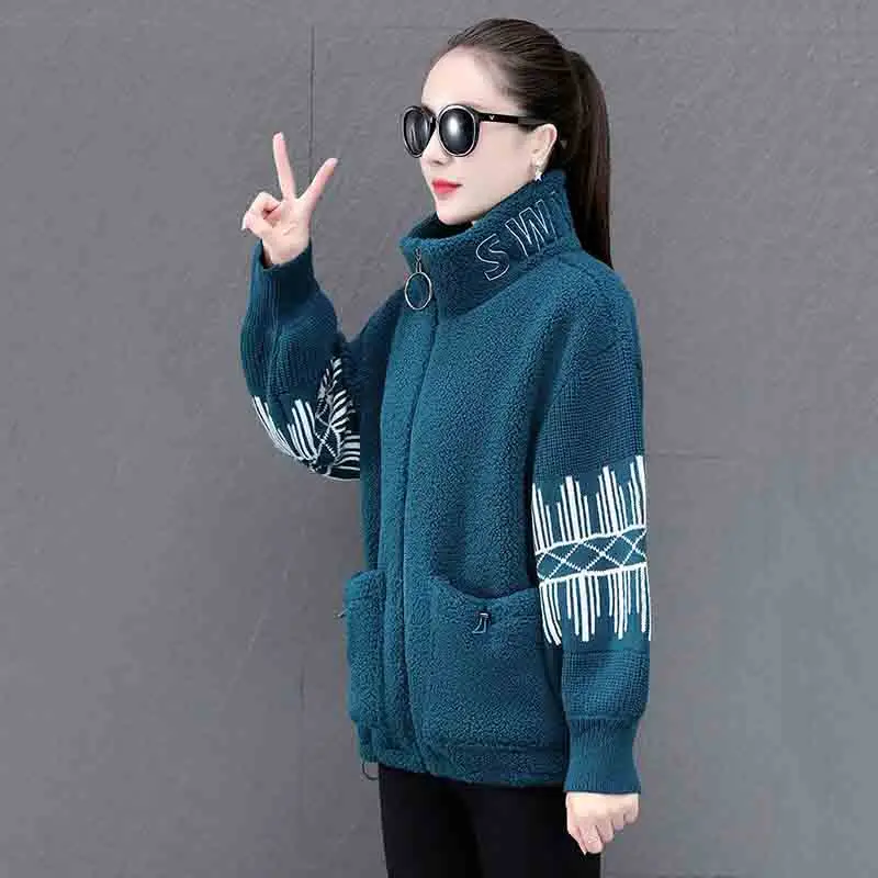 2022 Autumn And Winter New Grain Lamb Wool Coat Women's Faux Fur Thick  Korean Style Coat Winter Wear Imitation Fur Top