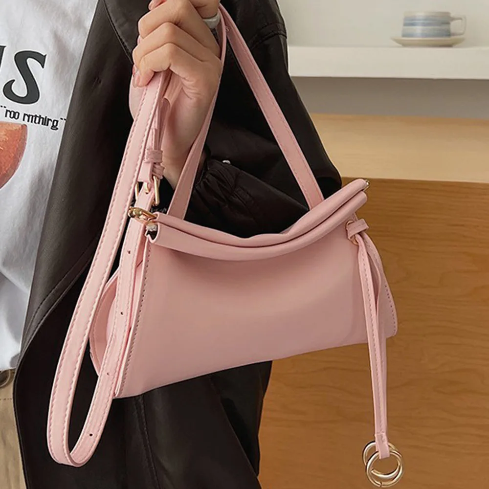 

New Solid Color Luxury Women Leather Bag Bright Spring Summer Style High Quality Crossbody Bag Classic Design Underarm Bag
