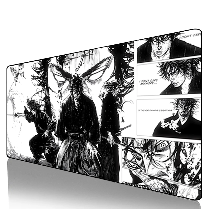 Samurai Mouse Pad Gaming Non-slip desk mat Computer Accessories Cool Gamer Keyboard Pad Black and white Anime Japanese Mousepad