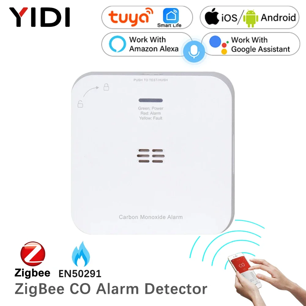 Detector de alarma de CO Tuya ZigBee, detección inalámbrica de sensor de monóxido de fuga de gas, sirena de gas para el hogar, alarma de aplicación de seguridad inteligente para el hogar Tuya