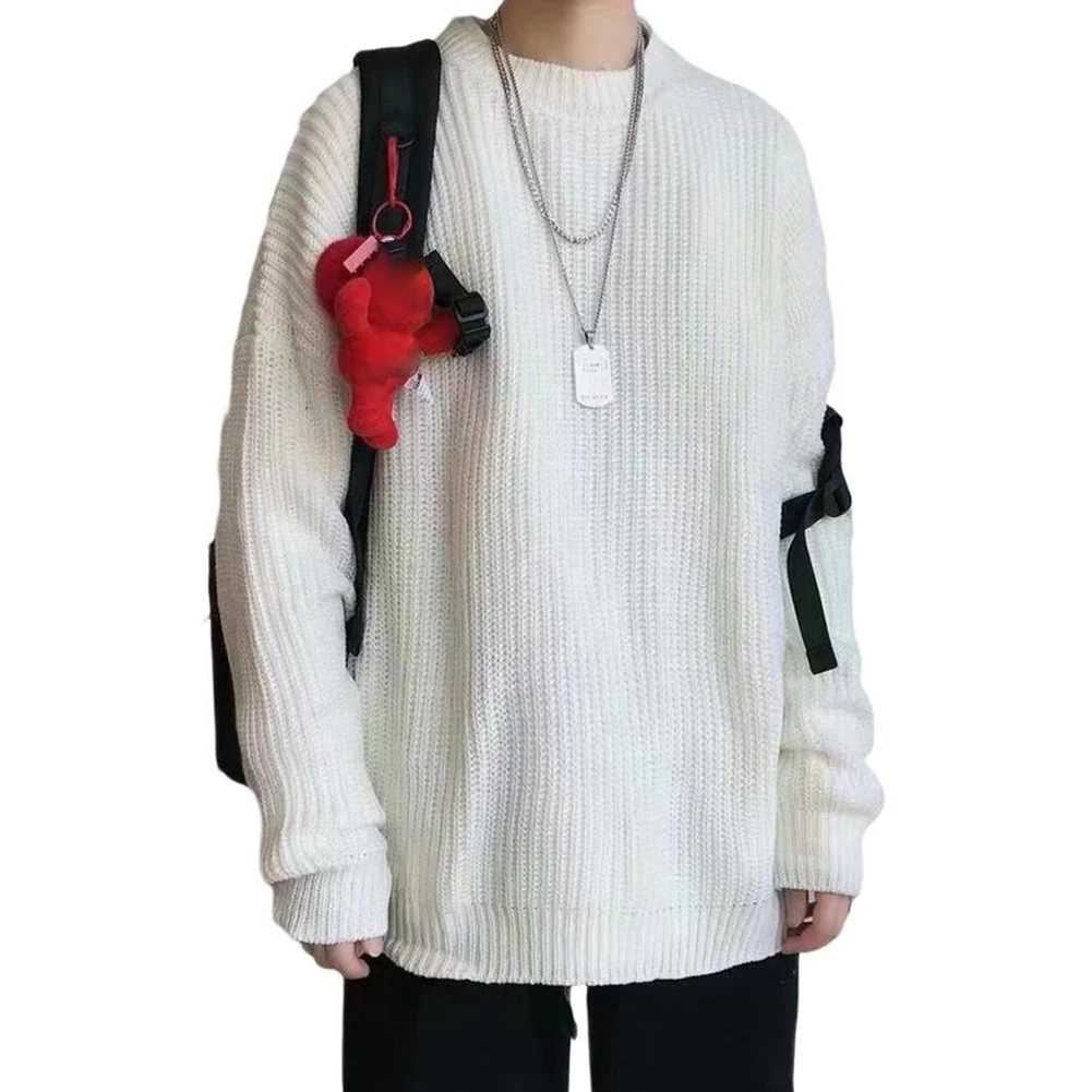 

Men Solid Color Knitted Sweater Casual Loose Base Layer For Versatile Outerwear