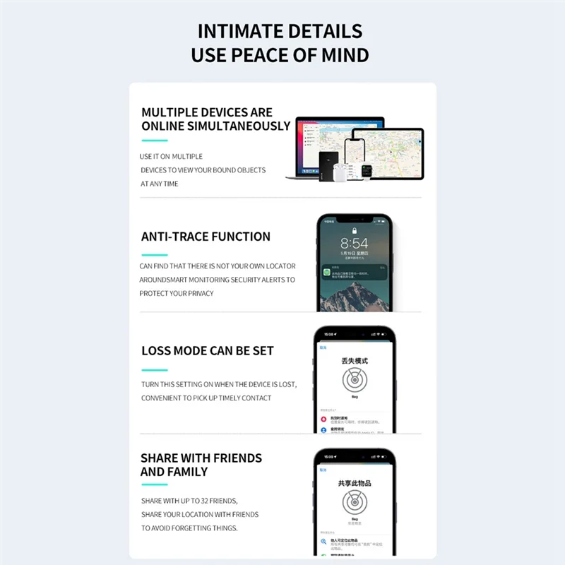 【ساخن】بطاقة تتبع الموقع المضادة للخسارة، محدد موقع GPS، العلامة الذكية تدعم الشحن اللاسلكي