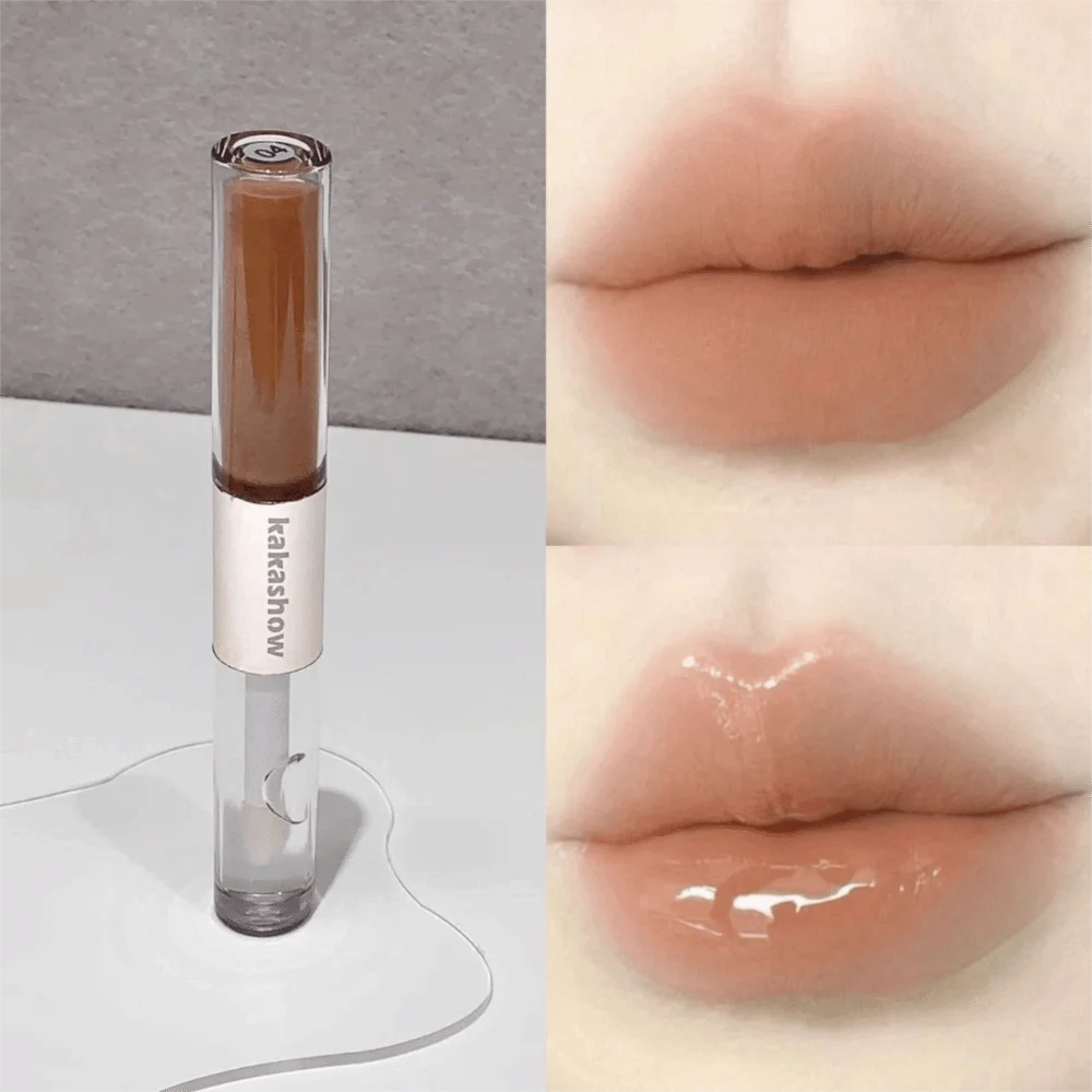 Sexy Water Crystal Double Head Lip Gloss Long Lasting Dewy Glossy Liquid Lipstick Non Stick Matte Makeup Lip Stick Beauty