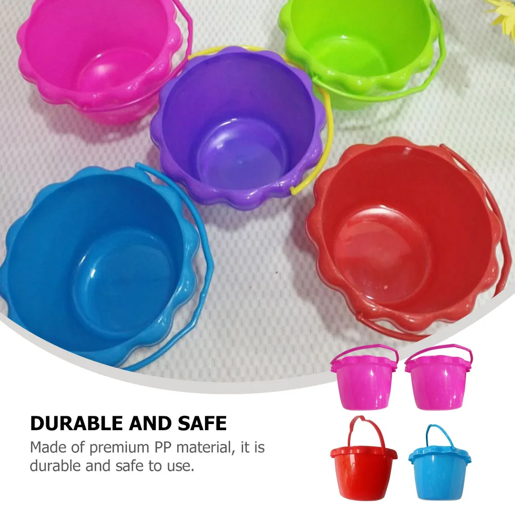 

4 pcs Kids Beach Sand Bucket Pp Material Bright Color Comfortable Handle Promotes Creativity Outdoor Play Sand Playing