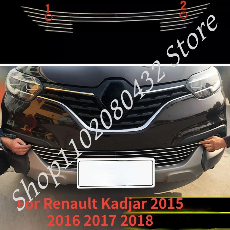 For Renault Kadjar 2015 2016 2017 2018 Body Kit Stainless Steel Front Lower Grill Grille Cover Trims Refit Racing Grill