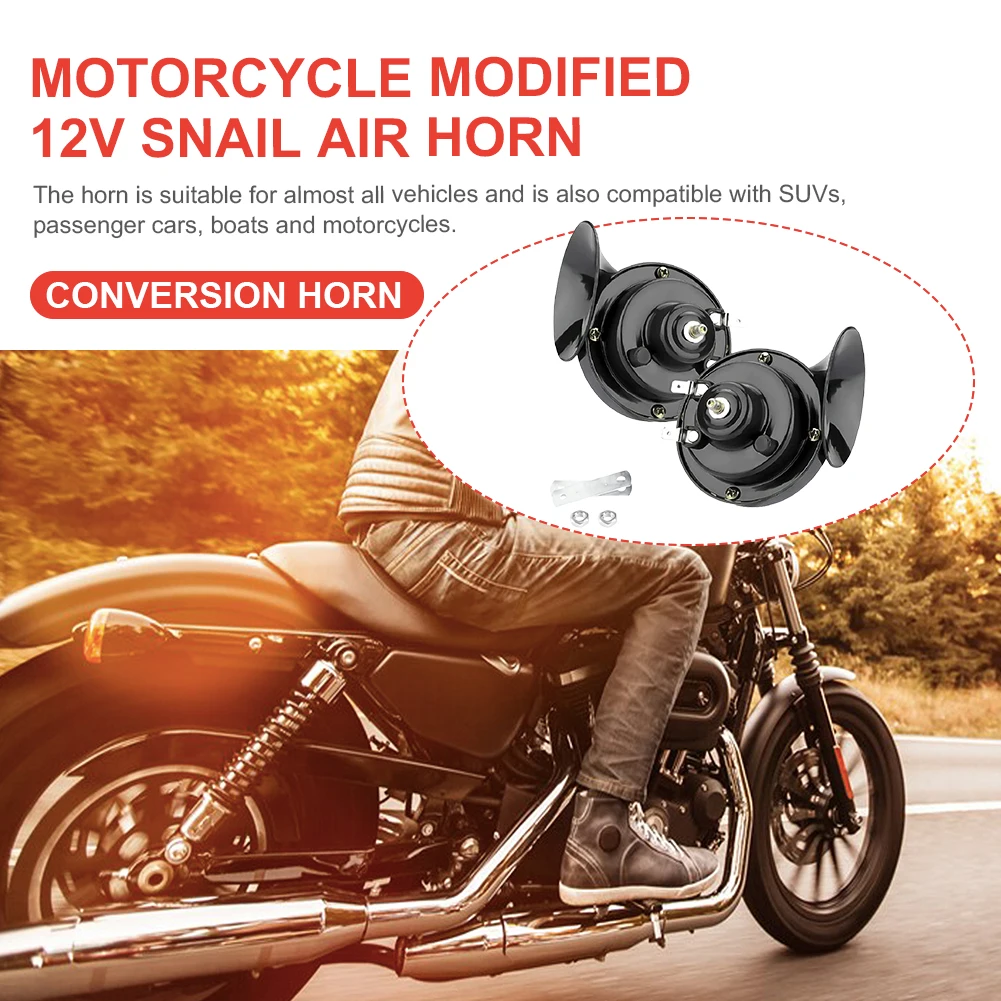 12V Car Horn 48W Waterproof Snail Air Horn 300DB Auto Snail Horn Super Loud Horn for Motorcycle Car Truck SUV Boat