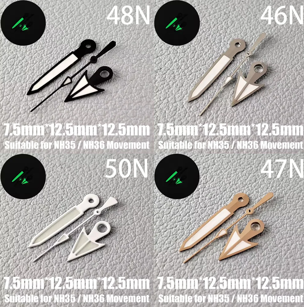 Lancette dell'orologio Lancette NH35 Lancette NH36 Lancette luminose verdi Lancette dei secondi Accessori per orologi adatti al movimento NH35/NH36