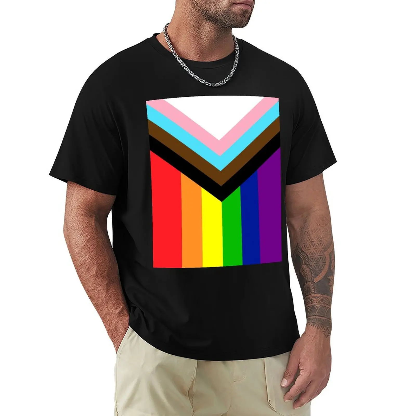 

Progressive Rainbow Flag Pride T-Shirt custom t shirt designer shirts Luxury man men t shirts high quality