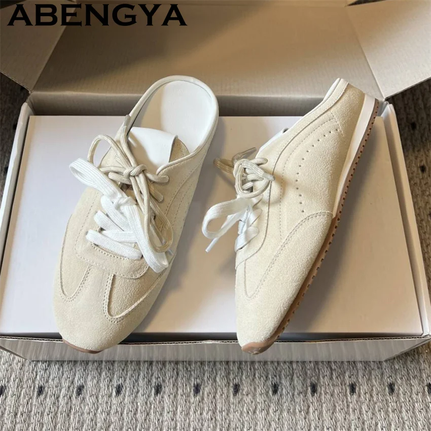 Women's Lace Up Casual Flat Slippers Summer Breathable Comfortable Running Slippers Oxfords Bottom Lacing Sneakers Shoes Mujer view 2