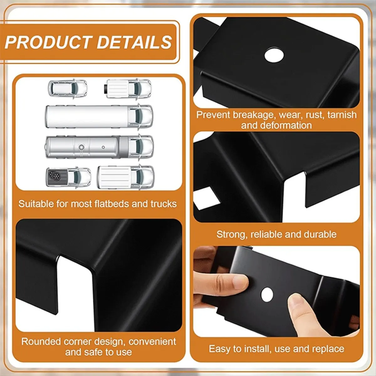 X16A Hot 4Pcs Trailer Stake Pocket Bracket for 2inch X 4inch Lumber,Utility Trailer Pocket for Trailers & Trucks Trailer Bracket