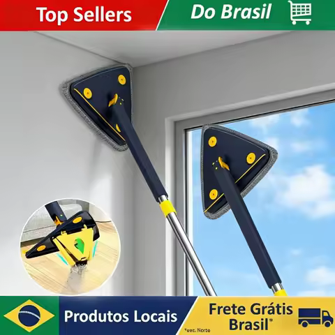 Mop Triangular Telescópico 360 Brasil ° Esfregão Triangular Rotativo com Torção Automática, Extensível e Ajustável, para Limpeza de Piso sem Esforço