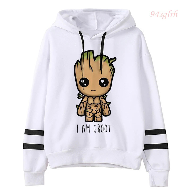 Kawaii groot engraçado dos desenhos animados hoodies feminino eu sou groot impresso gráfico hoodie harajuku moda casual streetwear camisolas