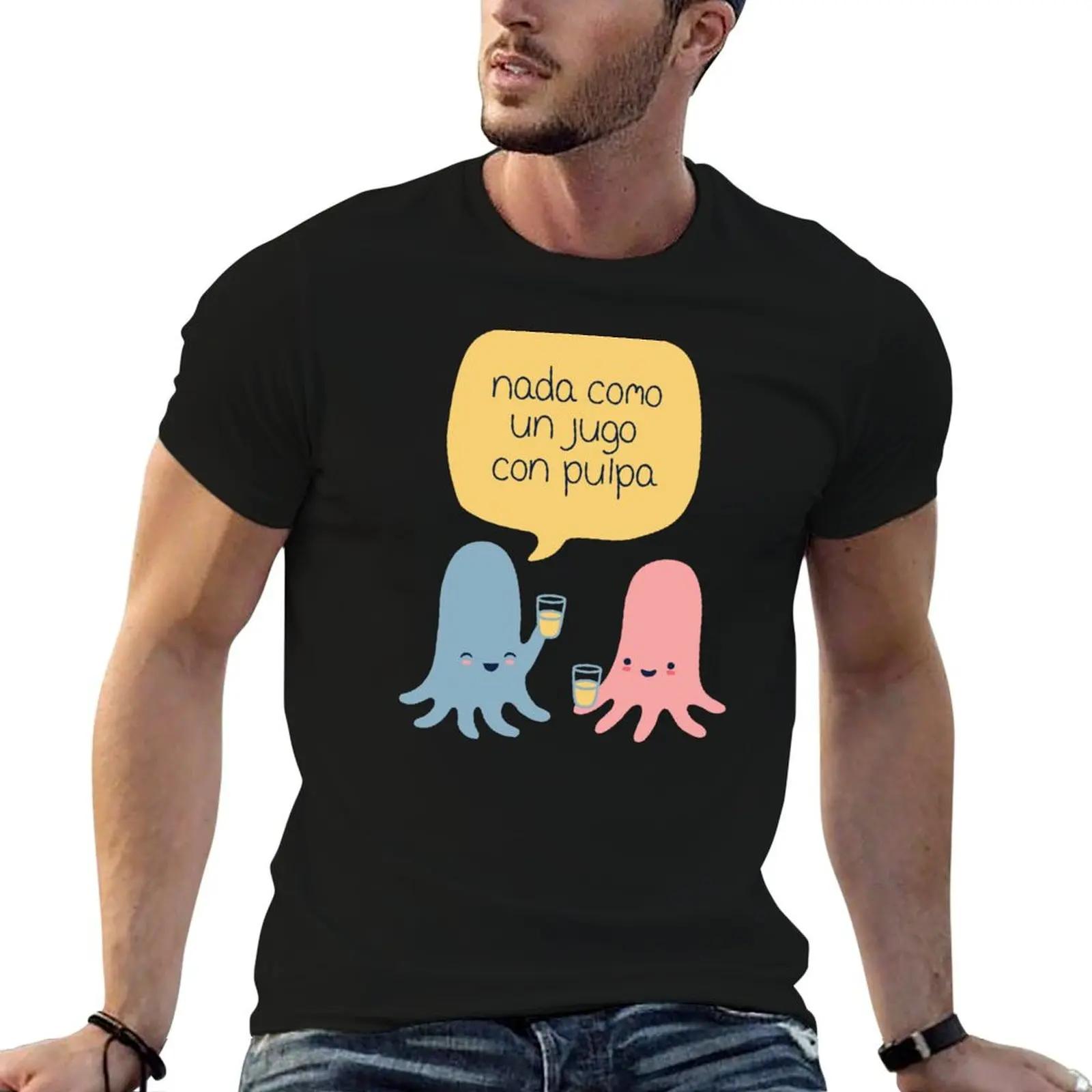 Camiseta Jugo con pulpa, camisetas para hombre, paquete de camisetas blancas para hombre, camiseta de algodón para hombre, camiseta de algodón grueso