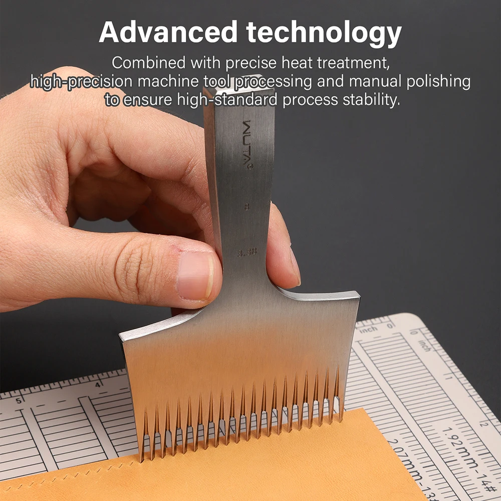 WUTA High Quality 20Teeth Pricking Iron Leather Chisel French Style Leather Punching Tools Die-steel Full Polish-3.0/3.38/3.85mm
