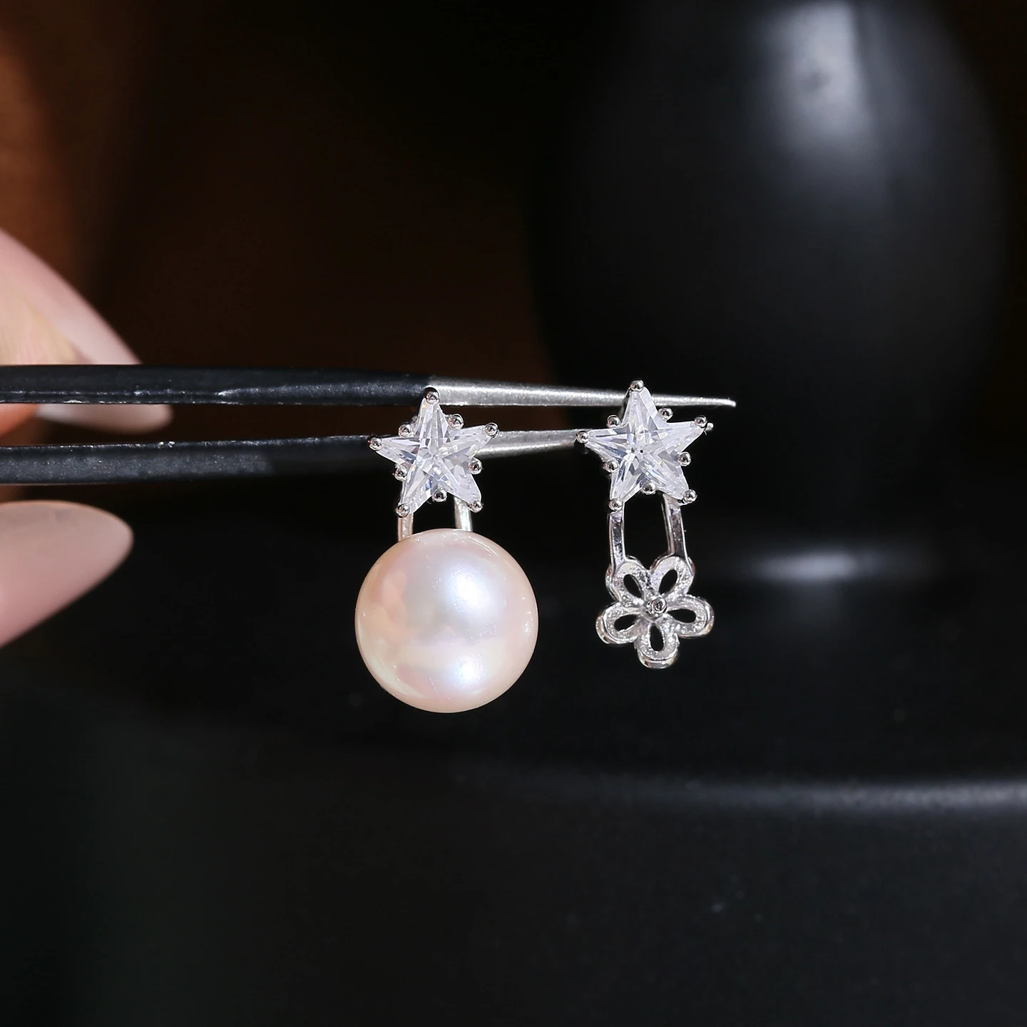 S925 Sterling Silver Earrings Base Findings Mountings Jewelry Mounts Fittings Accessories for 8-10mm Pearls 3 pairs/lot