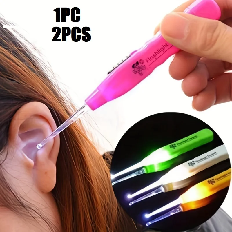 

1/2PCS LED Lighted Ear Spoon Home Use Glowing Ear Cleaning Tool Ear Dredge Spoon