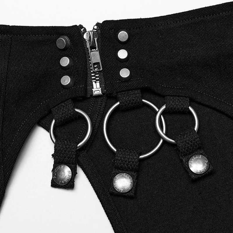 PUNK RAVE-Shorts moulants en sergé pour femmes, jupes de motard noires, style punk, sexy