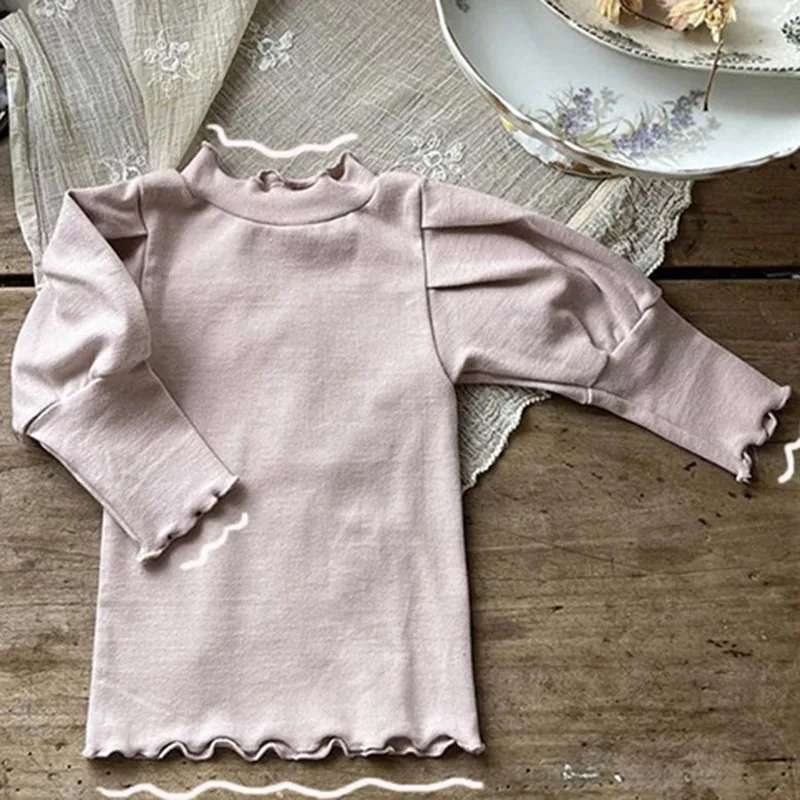 

Children Clothes Toddler Baby Girl T-shirt Long Sleeved Cotton Solid Color Pullover Tops Autumn Spring Baby Girls T-shirt