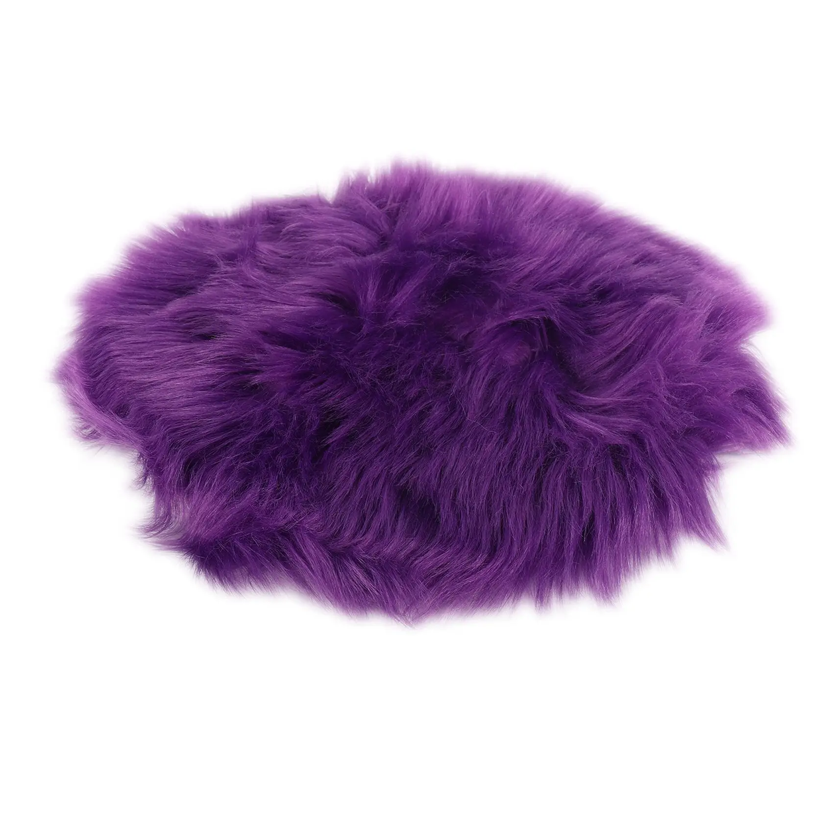 faux sheepskin wool carpet 30 x 30 cm Fluffy soft longhair decorative carpet cushion Chair sofa mat (Round purple)