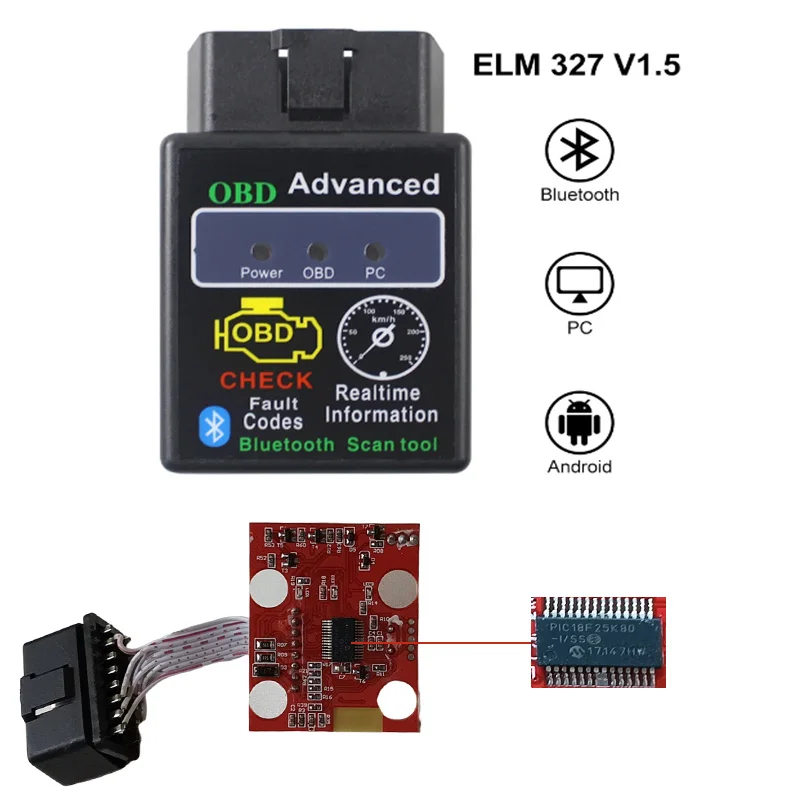 Bluetooth OBDII сканер Elm327 V1.5 считыватель кодов OBD2 диагностический инструмент диагностический сканер для Android IOS Windows ELM 327 сканер