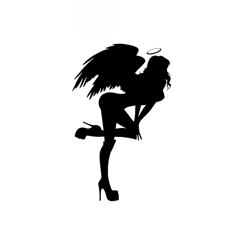 Sexy and Kind Angel Girl Car Sticker Cover Body Senior Design Car Fashion Sticker Pvc Personality Sticker Black/white, 14cm*9cm