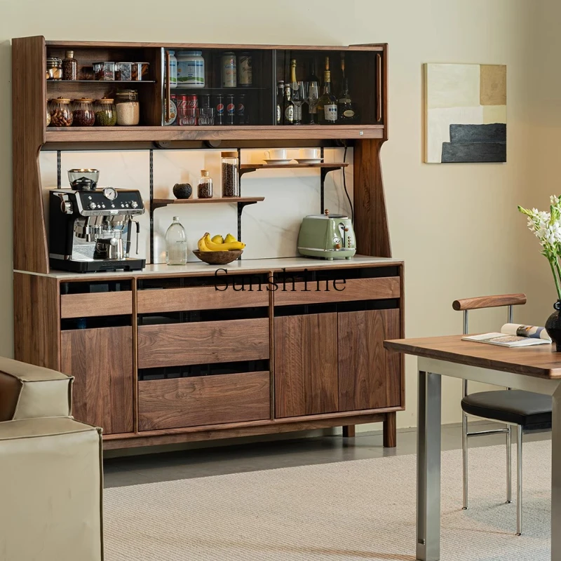 

Black walnut dining side cabinet, all solid wood living room against the wall for storage, integrated, storage