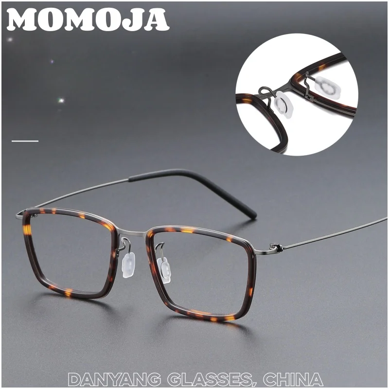 

MOMOJA 2025 New Men's Square Eyeframe High Quality Ultra Light Titanium Alloy Frame Retro Optical Prescription Glasses L9853