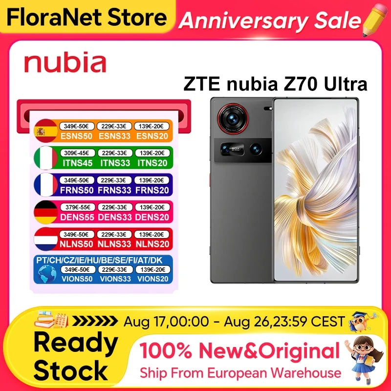 Globalna wersja smartfona Nubia Z70 Ultra 5G, ekran 6,85'' 144Hz, aparat, bateria 6150mAh, wodoodporność IP68, NFC