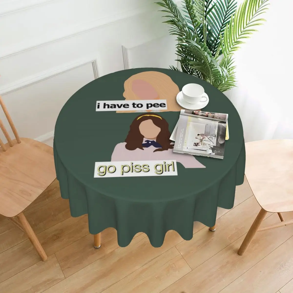 

Go Piss Girl Водонепроницаемая круглая скатерть маслостойкая скатерть для кухонных мероприятий Крышка обеденного стола 60 дюймов