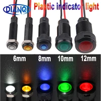 1/5 pièces 6/8/10/12mm indicateur LED en plastique noir Signal point lampe rouge jaune ambre bleu vert blanc 3V5V6V12V24V110V220V 1