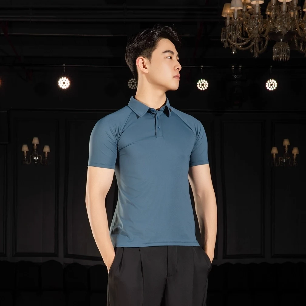 

Новые топы для латинских танцев для взрослых и мужчин, тренировочная одежда с короткими рукавами, мужская одежда для сальсы, румбы, бальных танцев, топы для выступлений BL17174