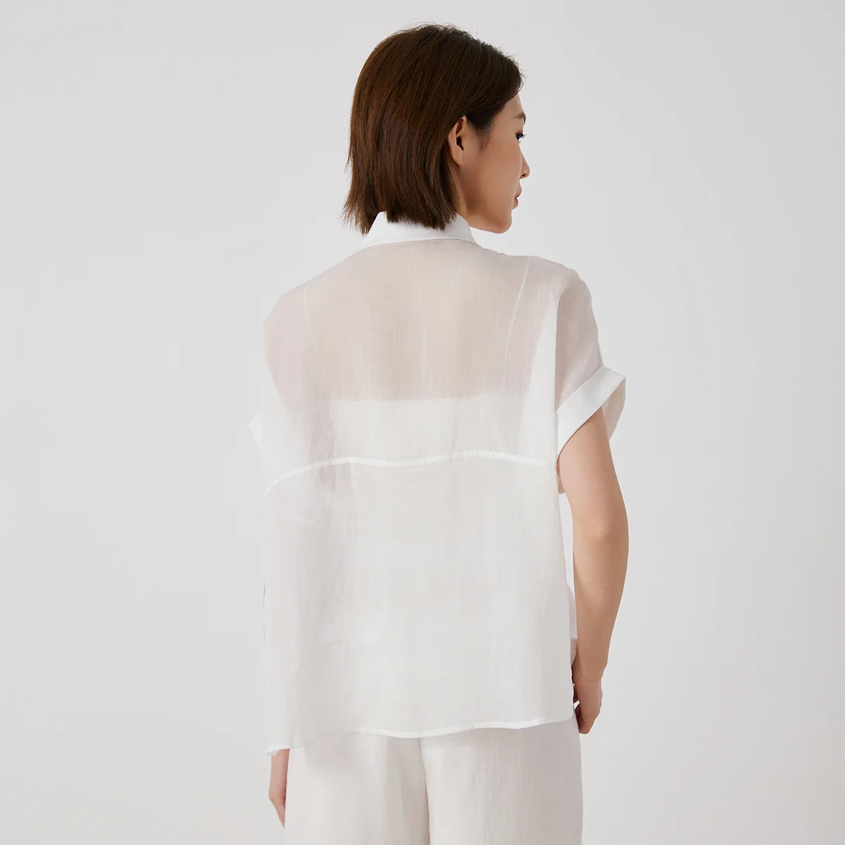 K3133X Women's Polo Collar Short Sleeve Shirt High Quality Linen Blend Fashiona… - Image 4