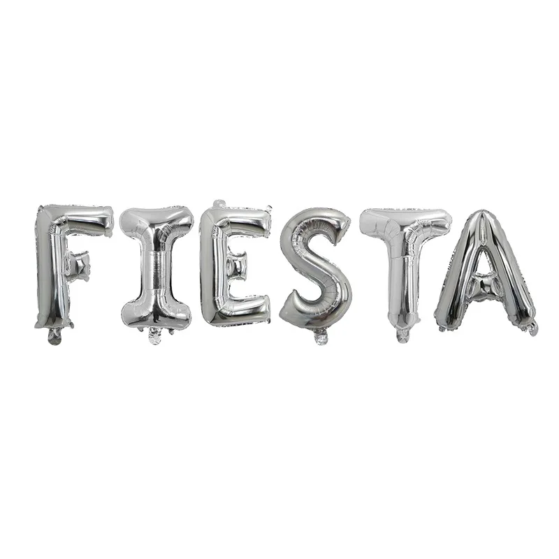 6Pcs FIESTA Letter Balloons Set Mexican Spanish Carnival Alphabet Globo Religious Holiday Birthday Party Baby Shower Decorations