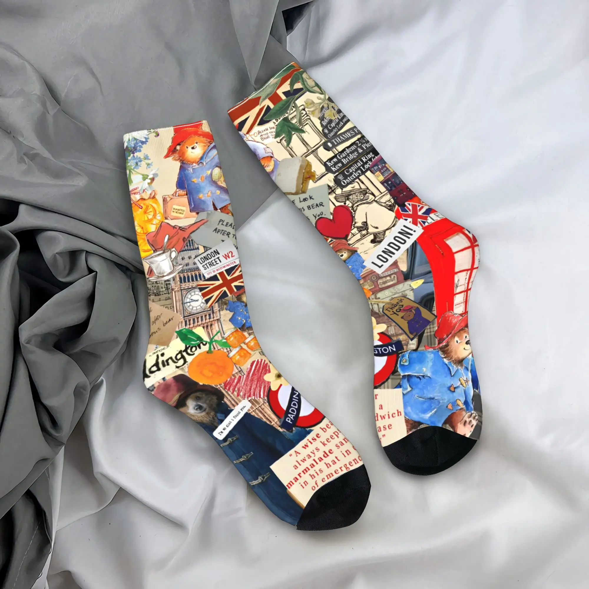 Women Men Socks Paddington Brown Bear Stockings Winter Fashion Soft Socks Graphic Cycling Non Skid Socks